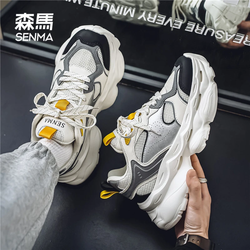 森马男鞋2025夏季新款男生休闲跑步运动鞋男款百搭增高厚底老爹鞋