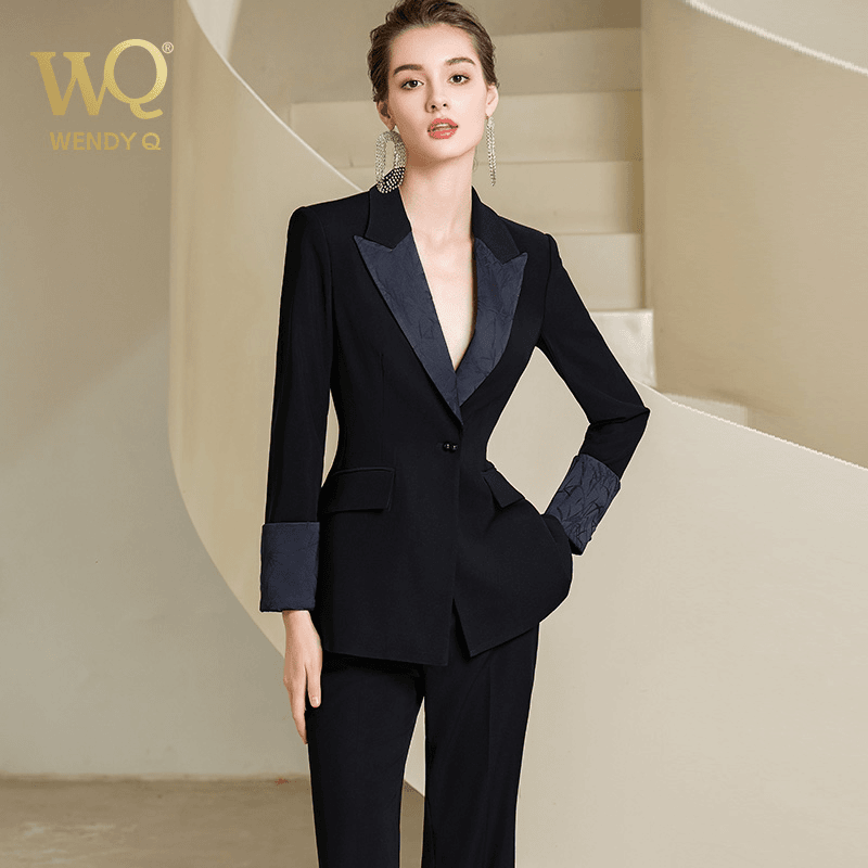 wq黑西装套装女职业装微喇长裤商务正装气质时尚高级感西服外套秋