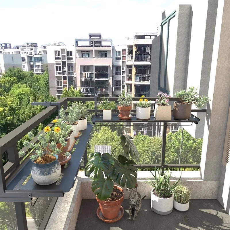 【镀锌钢栏杆花架】挂式花盆架阳台栏杆悬挂置物架窗台植物放置架子