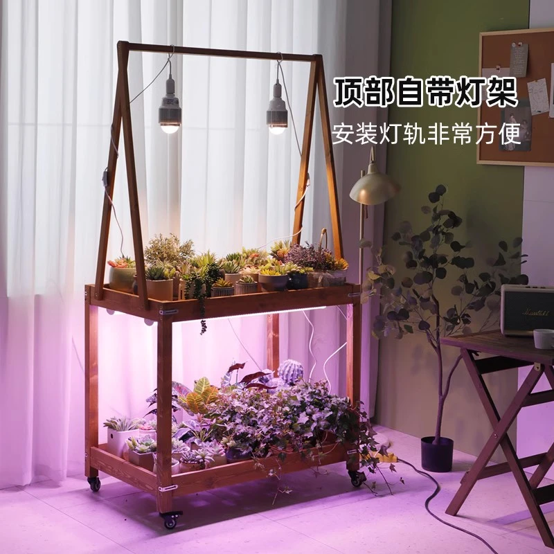 【多肉小推车】专用花架子室内阳台置物架移动露养花架带轮植物展示