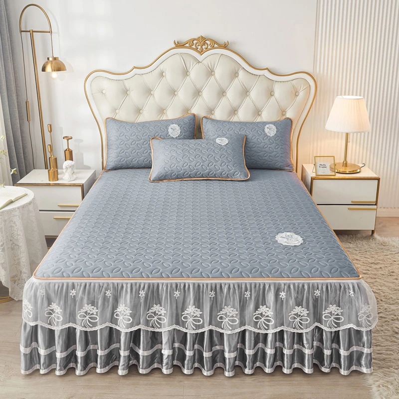 逸笙夏季乳胶凉席床裙三件套床笠一体可脱卸空调软席可机洗冰丝席