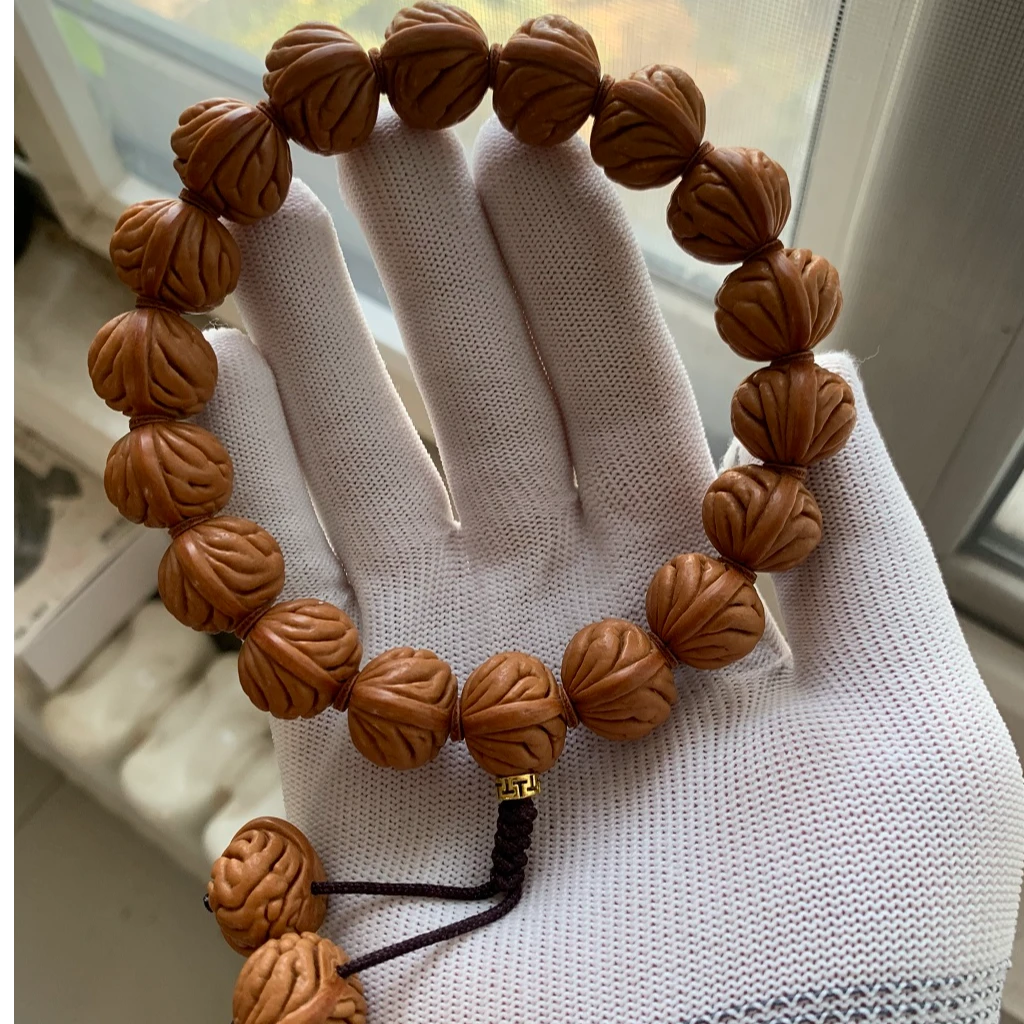 【正品龙纹桃核】秦岭祥云纹柳叶龙纹精品手持男女生文玩带盘玩工具