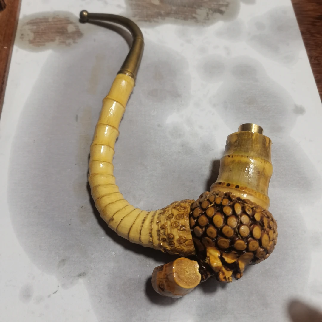 金竹老料密节一弯烟杆