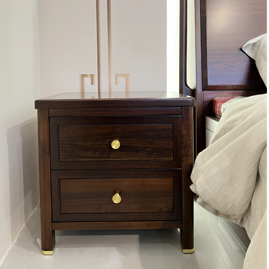 （久木源家具）新中式黑檀木全实木床头柜储物柜抽屉柜51*41*50
