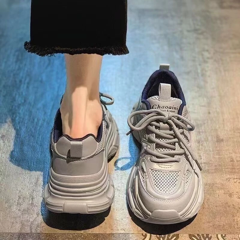 春季女鞋透气网面老爹鞋增高爆款百搭舒适新款休闲运动鞋2025新款