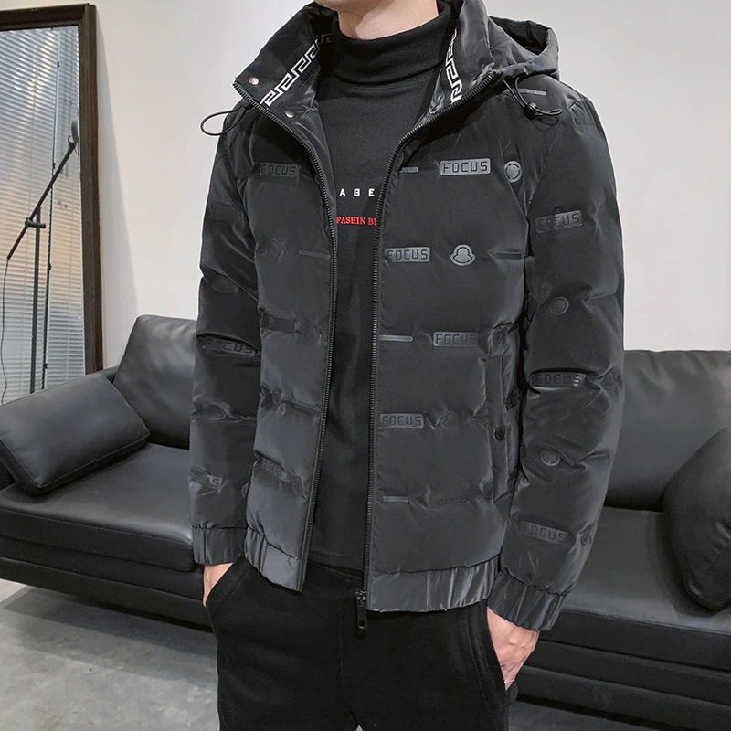 新款男士短款冬季休闲时尚外套连帽可拆帽韩版中青年百搭防风保暖