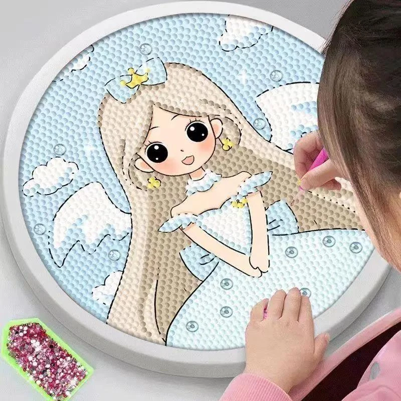 2023新款水晶公主钻石画儿童手工diy创意益智钻石贴画女孩礼物