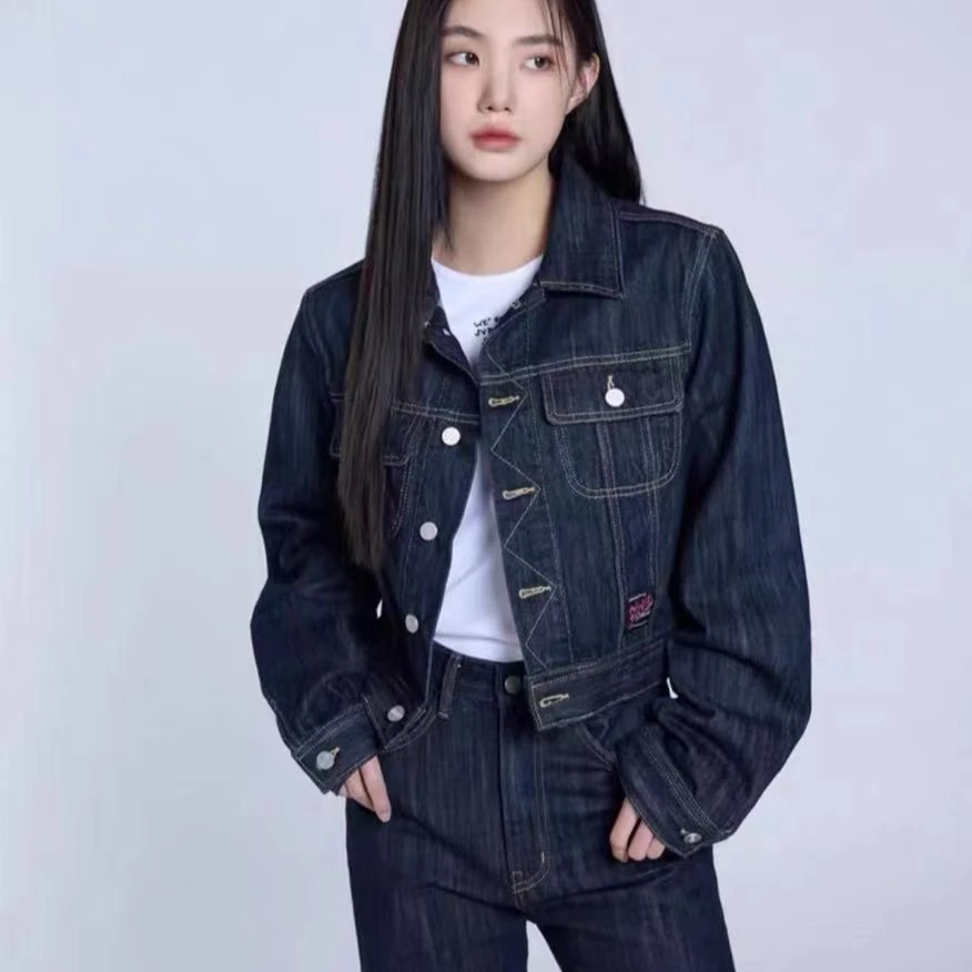AW23465    双兜logo贴标水洗牛仔外套