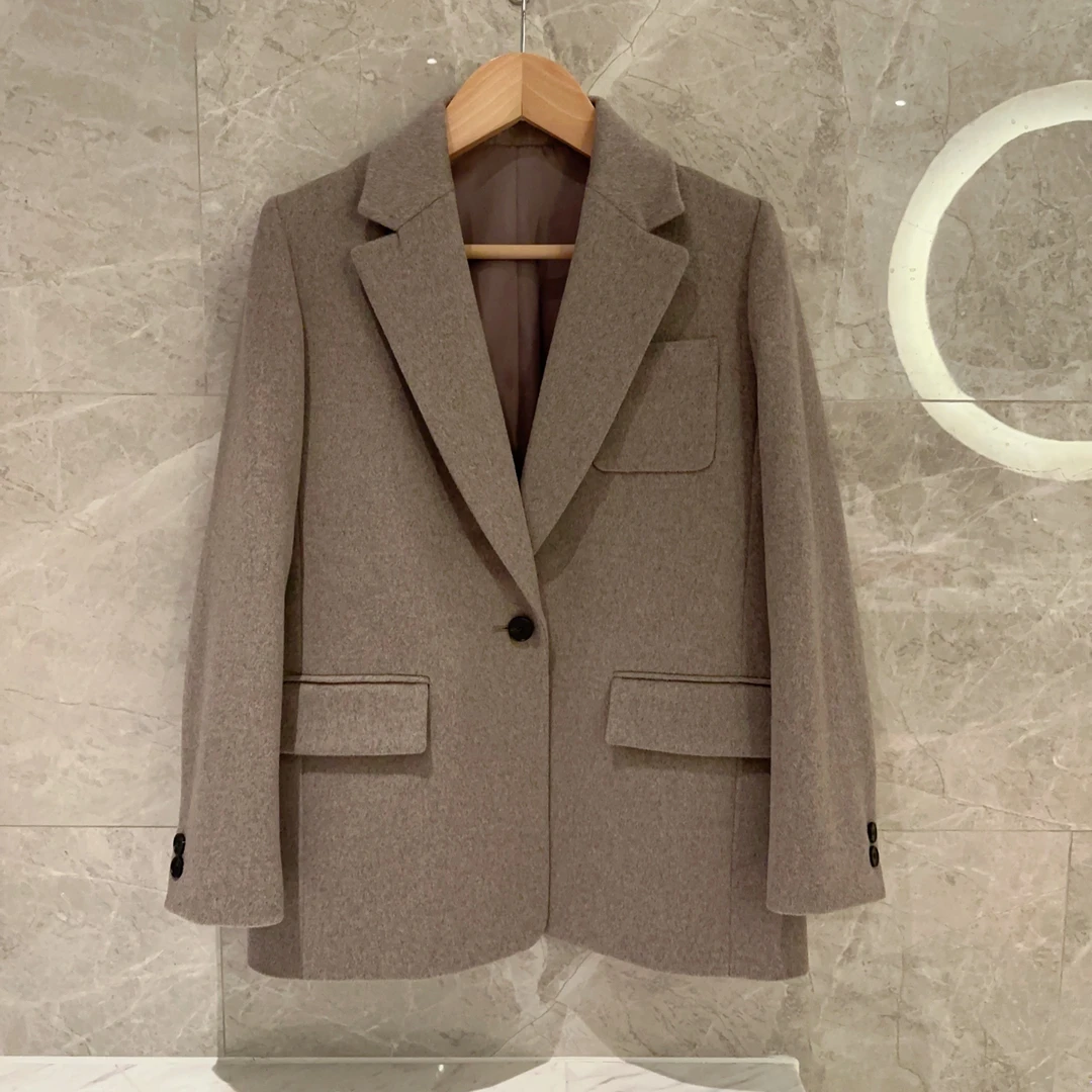 AW23649  秋冬羊毛加厚翻领西服式大衣