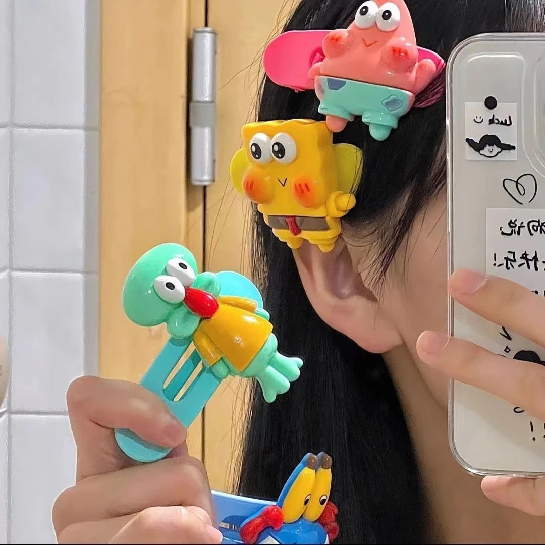 6076动漫Q版发夹卡通可爱少女彩色无痕发夹发饰碎发夹抓夹侧边夹~