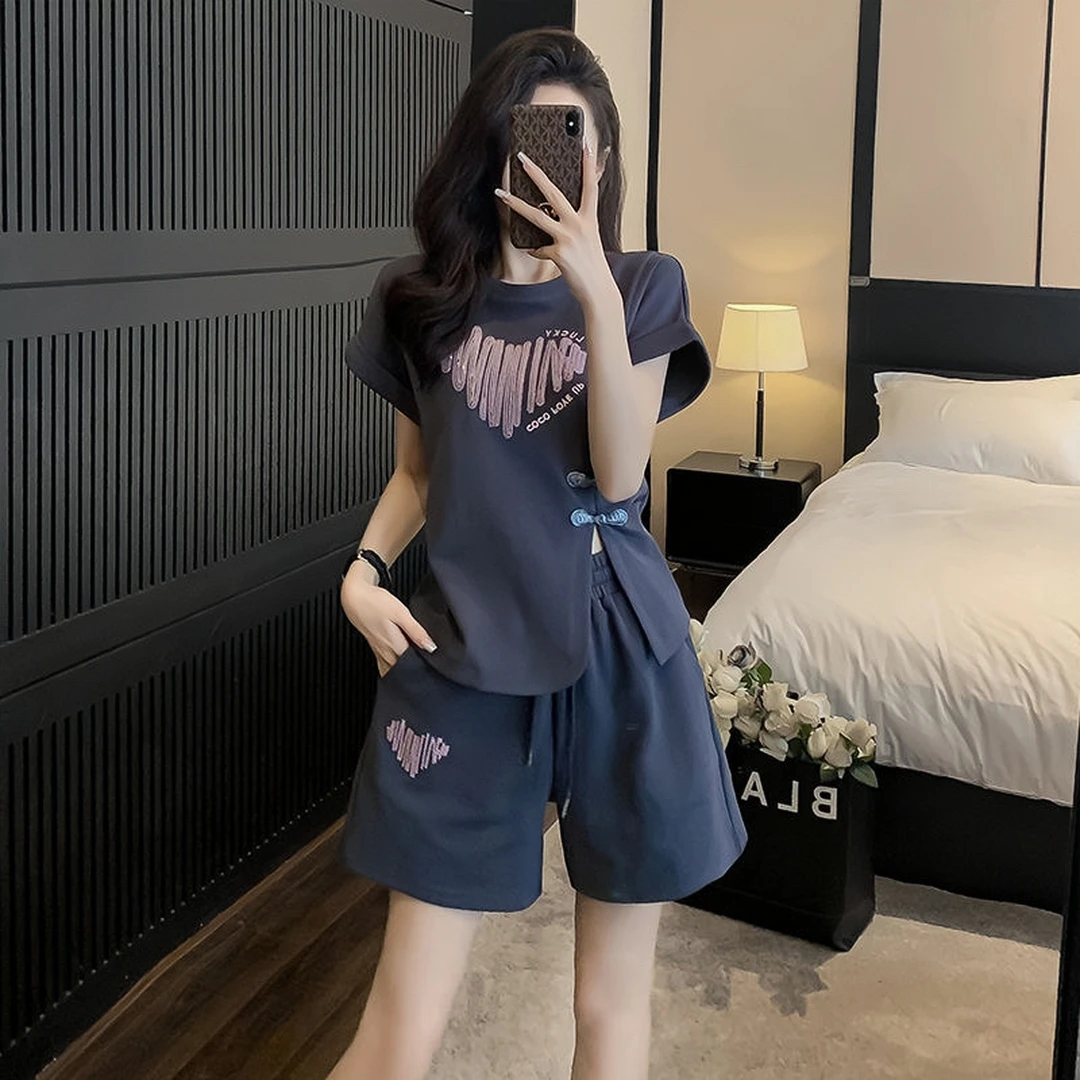 【含含粉丝专属】新中式国风套装女夏季时尚减龄短裤运动休闲两件套