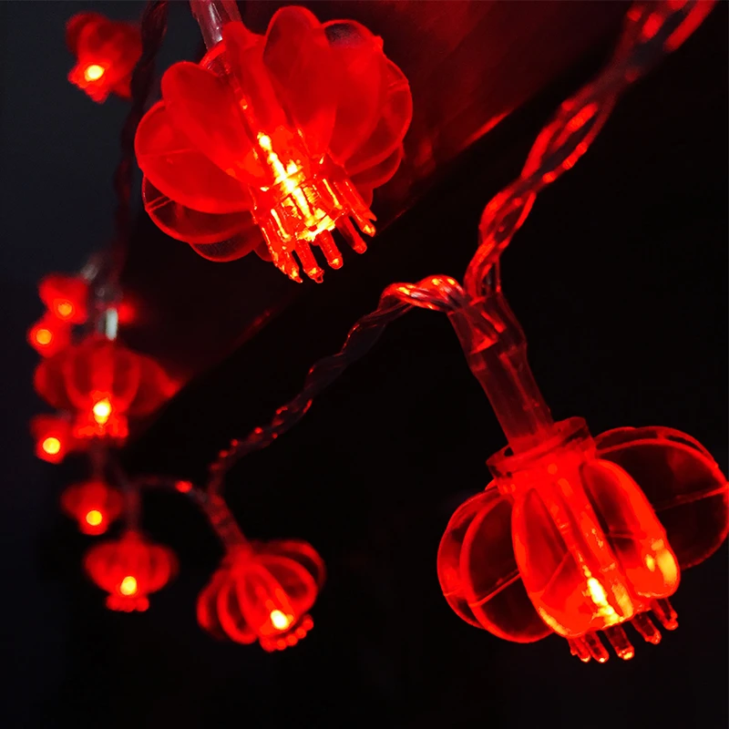 小红灯笼led彩灯闪灯串灯室内过年春节装饰室外阳台氛围灯带条diy