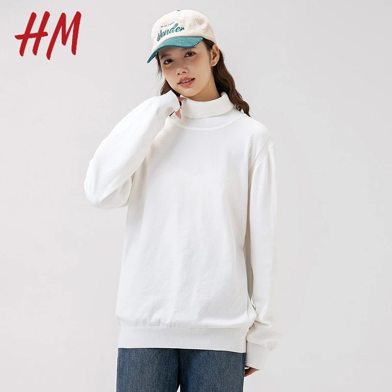 HM官方旗舰店2023年秋季新款休闲长袖针织时尚毛衣系列高领毛衣