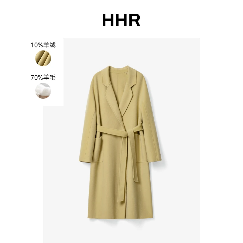 【麦子专属】慵懒风浴袍款双面呢大衣时髦宽松系带毛呢外套2803