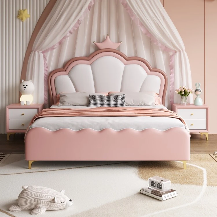 现代简约女孩公主床1.5米小户型储物床青少年学生实木软包床