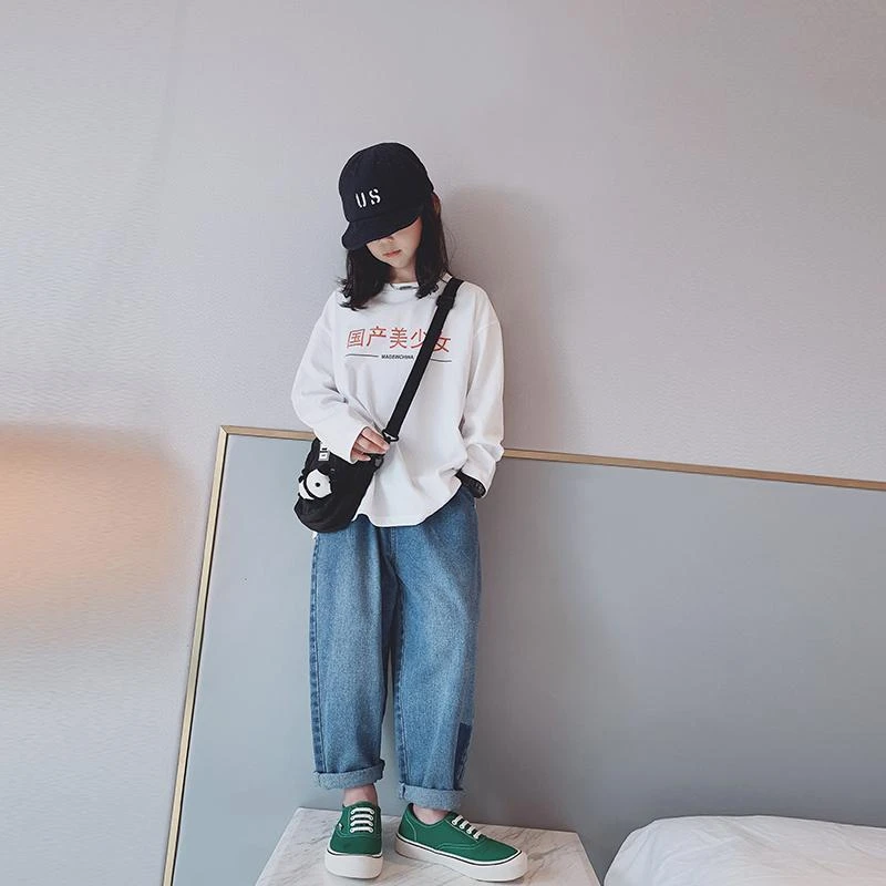 女童牛仔裤春秋2025新款韩版中大童洋气宽松休闲老爹裤儿童装裤子