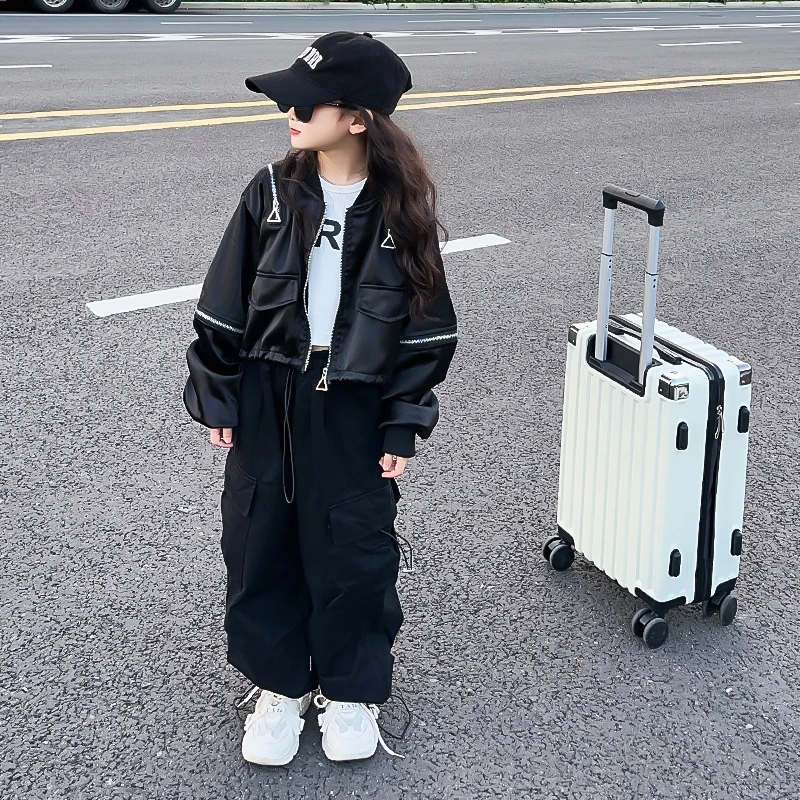 女童秋装外套洋气时髦女装短款上衣秋季新款宽松休闲女孩网红夹克