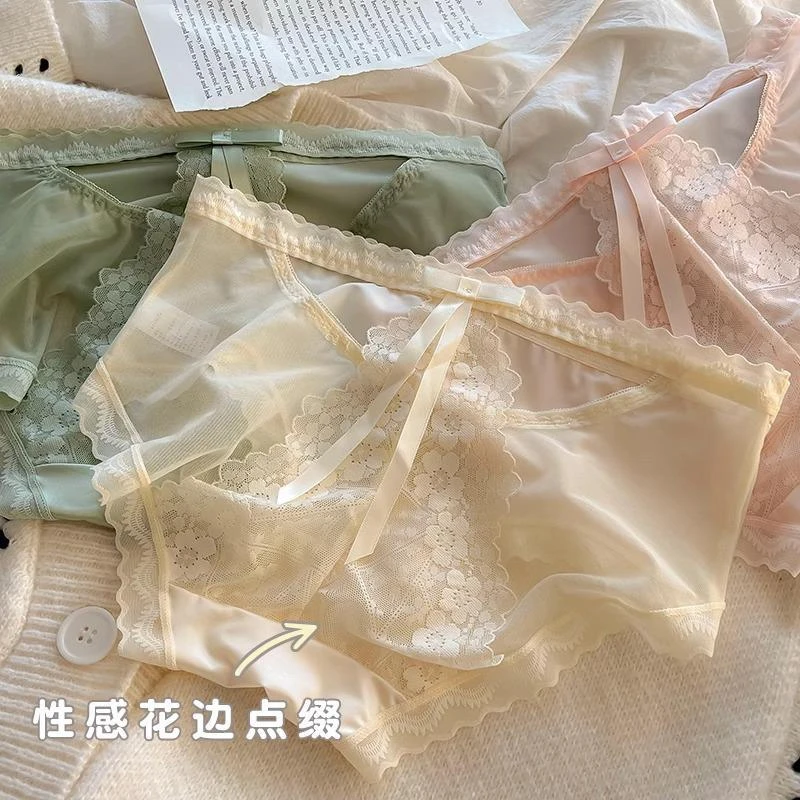 若隐若现~法式蕾丝纯欲内裤女士网纱甜辣少女情侣款三角裤性感