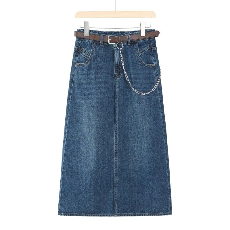 李子木时尚牛仔开叉半身裙梨形微胖显瘦牛仔裙女宝藏衣橱B52720-1