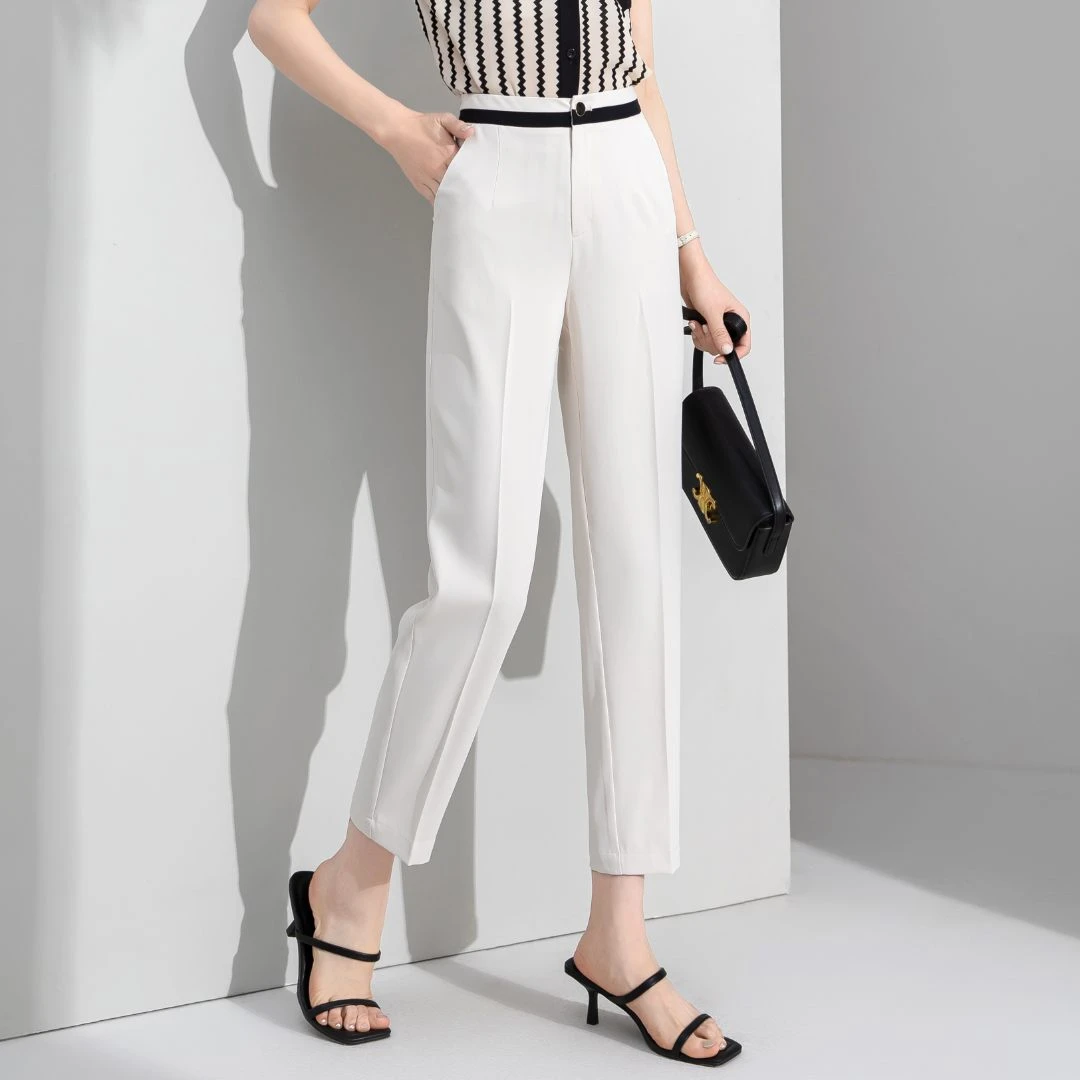 2024夏季新款爆款烟管裤女裤高腰显瘦百搭休闲弹力垂感直筒女裤