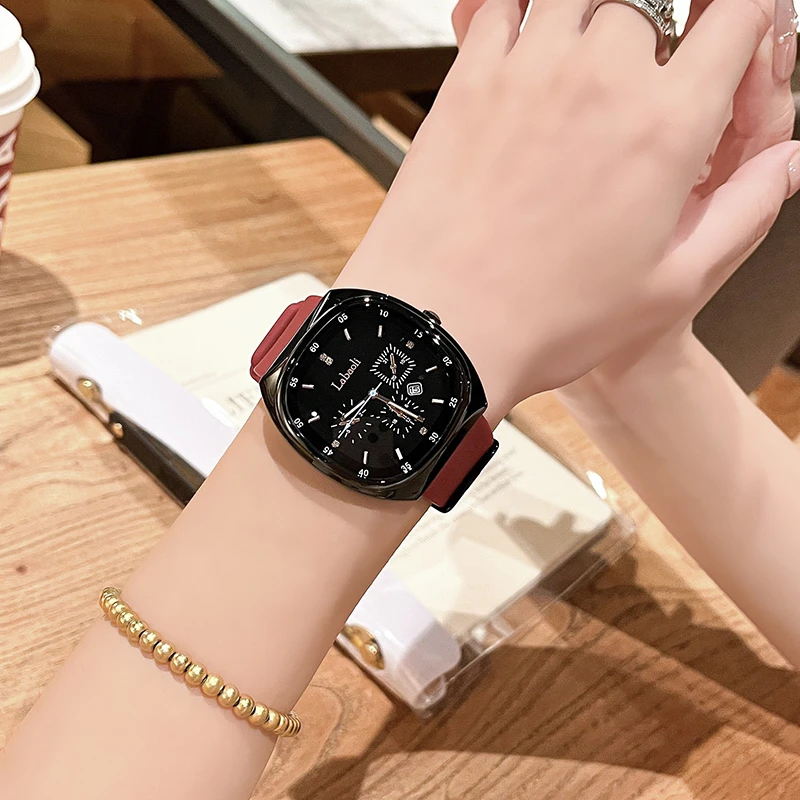 【萝伦】爆款升级款日历休闲百搭大表盘防水石英手表男女同款腕表