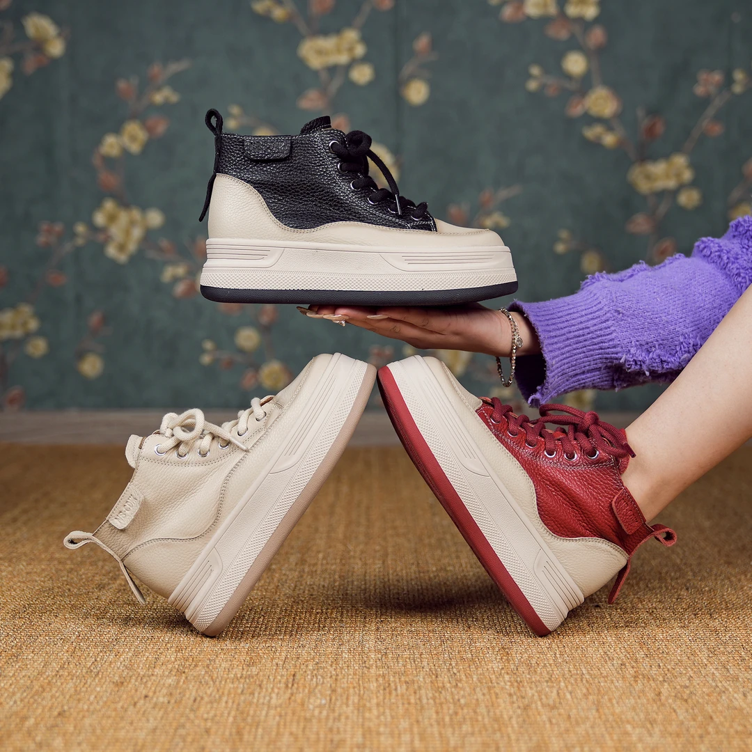 【新品】高帮百搭小白鞋女款2024春季新款厚底网红休闲鞋 13125