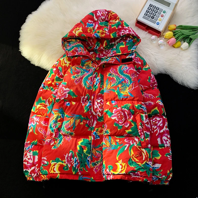 抗寒零下40度东北大花棉袄中国风棉服男冬季加厚国潮情侣棉衣外套