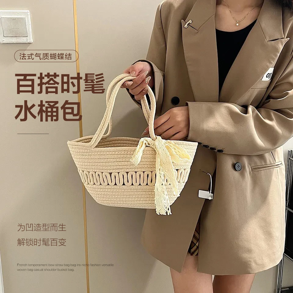 法式草编包百搭时尚夏季沙滩编织包包休闲小包包网红单肩包百变