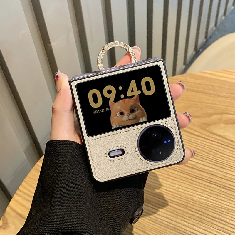 适用vivoxflip手机壳高档指环扣简约女款商务全包创意ins防摔高级