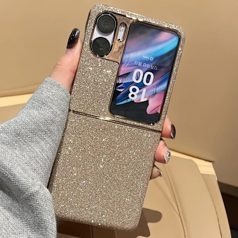 适用 OPPO findn2flip手机壳高级感闪粉女款奢华全包高档电镀防摔