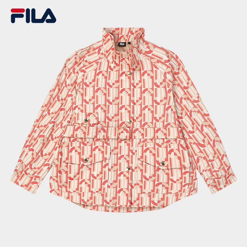 Fila/斐乐外套秋冬新款绿宝石优雅女装时尚满印梭织F11W344701F