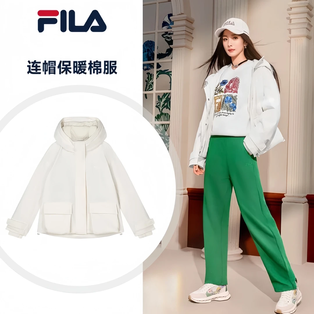 Fila/斐乐时尚休闲百搭连帽宽松潮流加绒保暖棉衣外套F11W418901