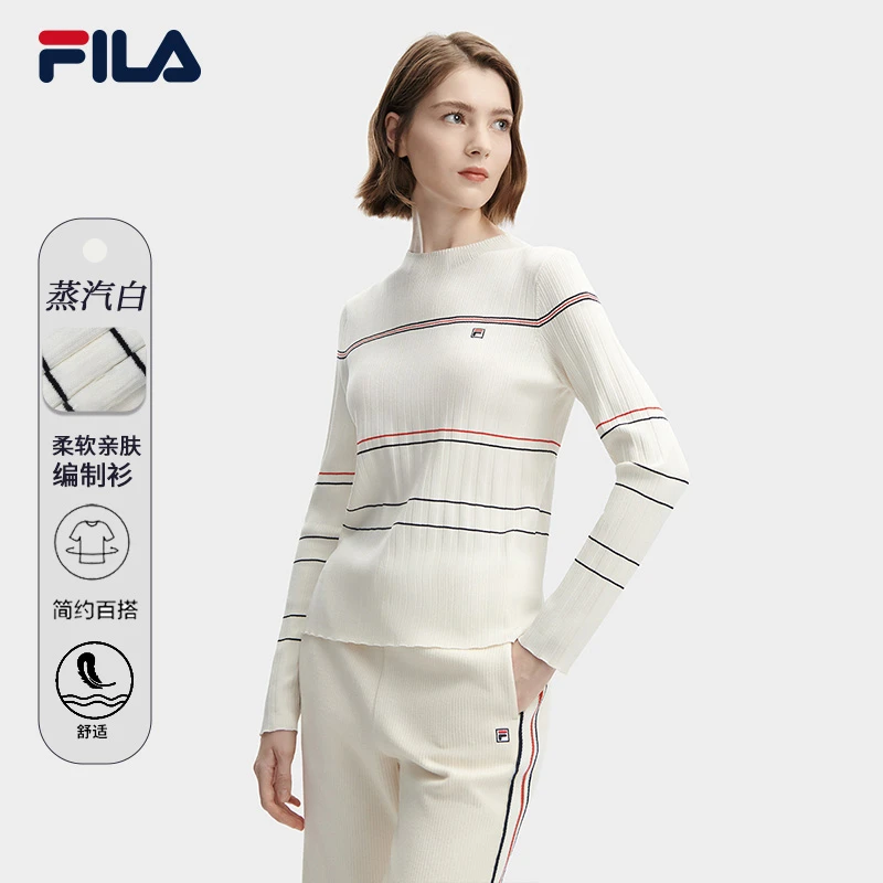 Fila/斐乐长袖打底时尚休闲女士条纹显瘦运动柔软舒适F11W341409F