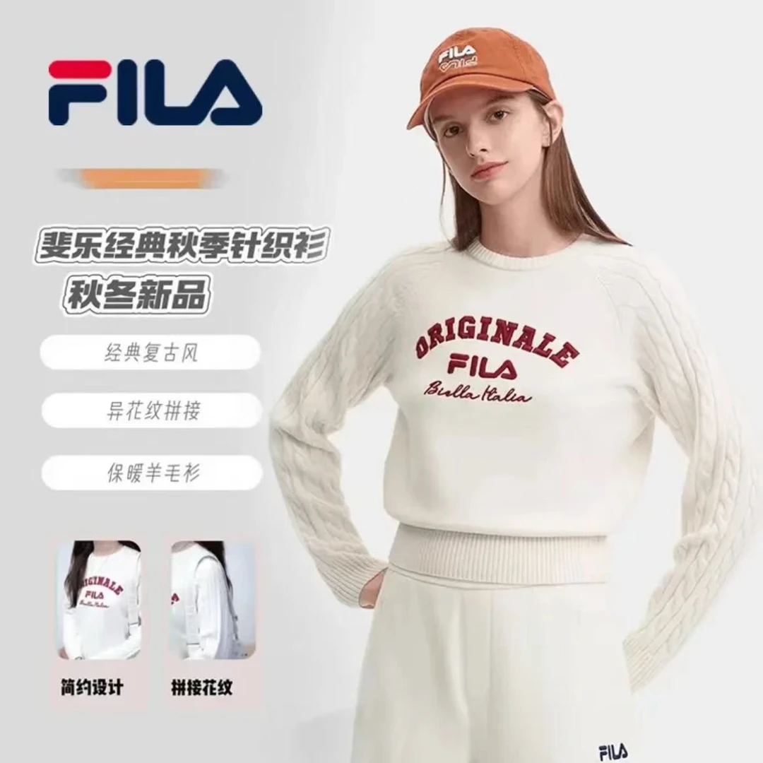 Fila/斐乐【棉羊毛】女时尚百搭套头运动毛衣休闲圆领F11W449402F