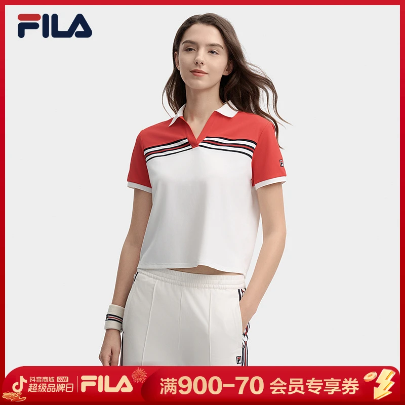 Fila/斐乐女士夏季时尚百搭休闲雅丹风针织短袖POLO衫F11W437104