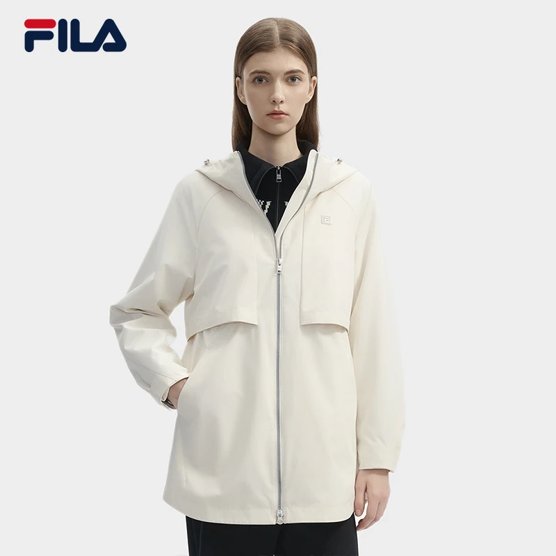Fila/斐乐女新款【休闲运动宽松】防风保暖连帽梭织外套F11W443702F