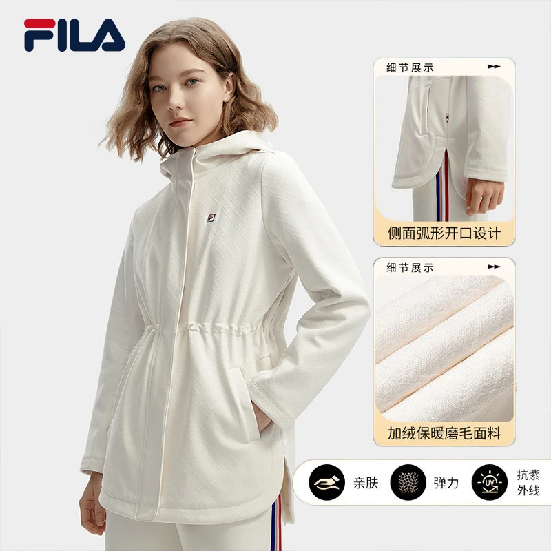 Fila/斐乐加绒女【夏日出游】针织休闲运动冬季连帽外套F11W411506