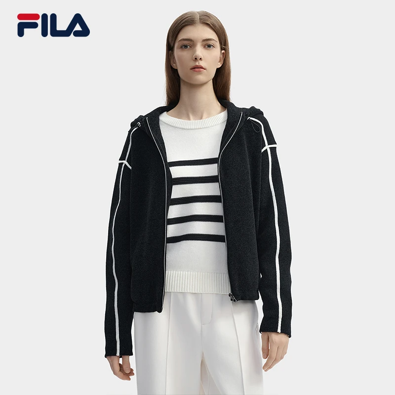 Fila/斐乐女款时尚百搭舒适编织外套冬季保暖休闲穿搭F11W443403F