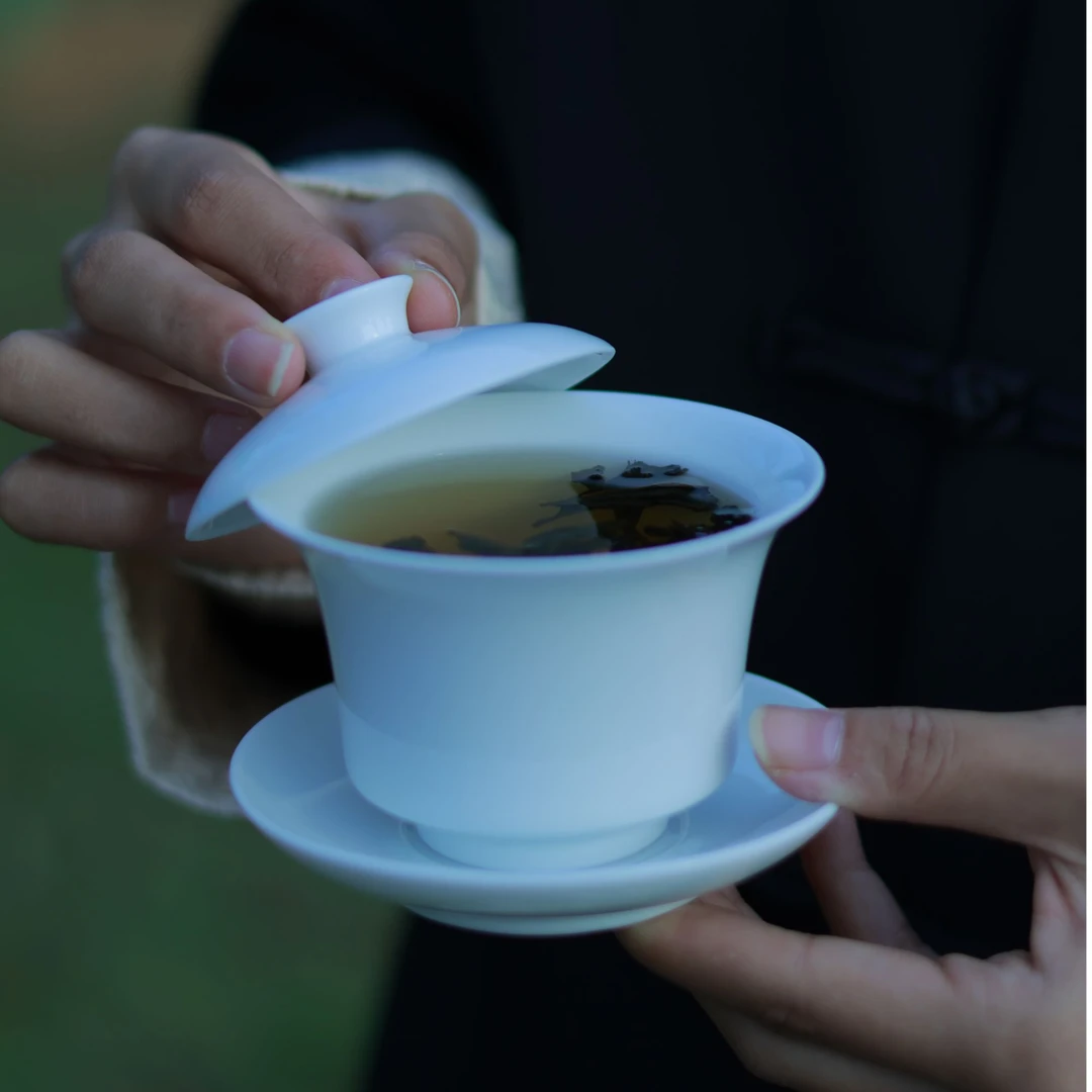 景德镇~景岚高温玉泥手工精修六号盖碗盖下130cc