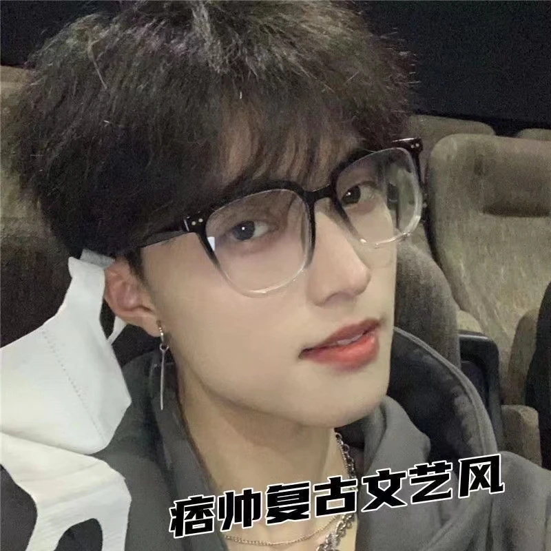 日系TR超轻黑框眼镜男大脸显瘦多边形学生可配度数防蓝光近视镜男
