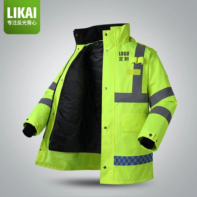 LIKAI反光棉衣男冬季加厚交通安全棉服荧光外套高速公路防寒服