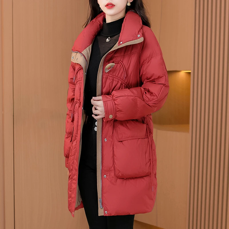 萱子保暖羽绒服女冬2024新款时尚高端显白小个子贵夫人中长款