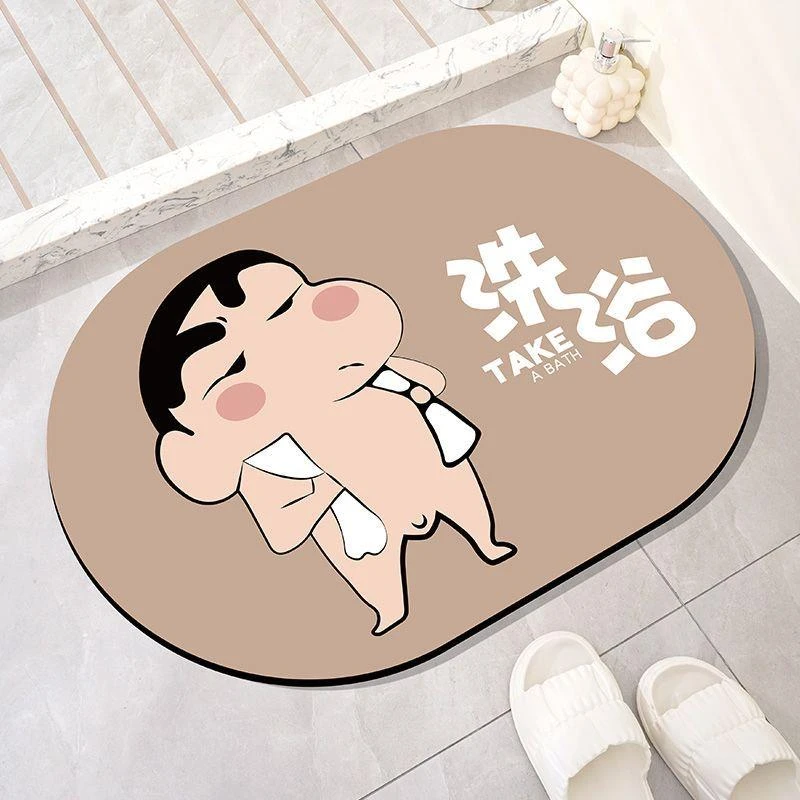 蜡笔小新浴室防滑吸水地垫卫生间脚垫耐脏门垫硅藻泥速干厕所垫
