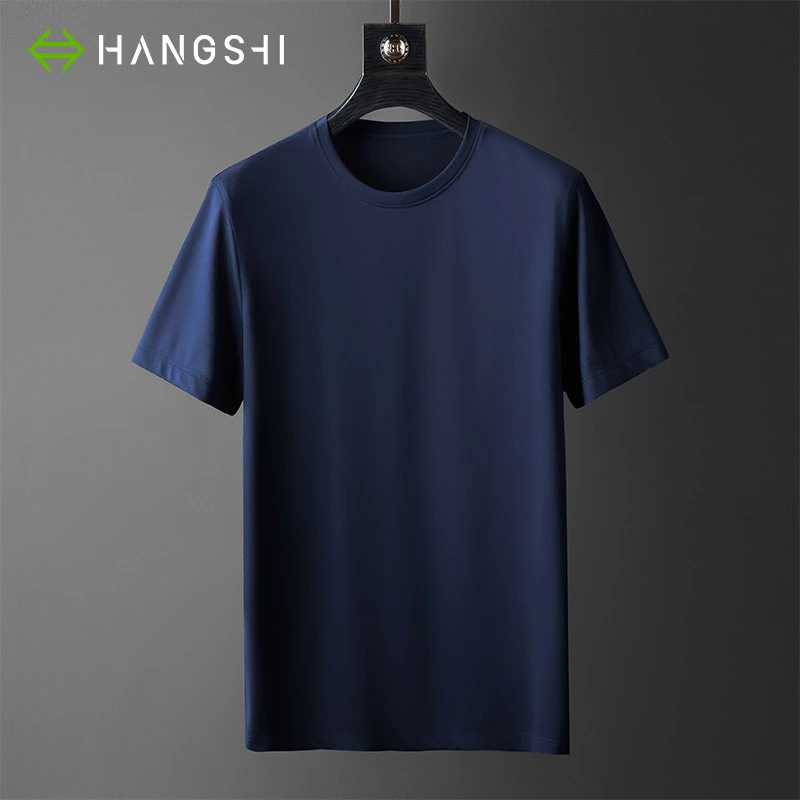 HARSIINCN/杭仕高端冰感桑蚕丝短袖t恤圆领夏季薄款真丝休闲上衣