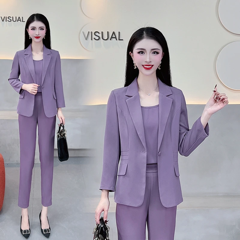 【送内搭】春夏轻职西装套装女新款网红正装通勤韩版小西装女装