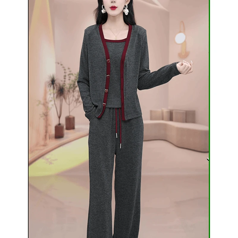 【三件套】2024秋季新款气质时尚优雅洋气遮肉显瘦三件套套装