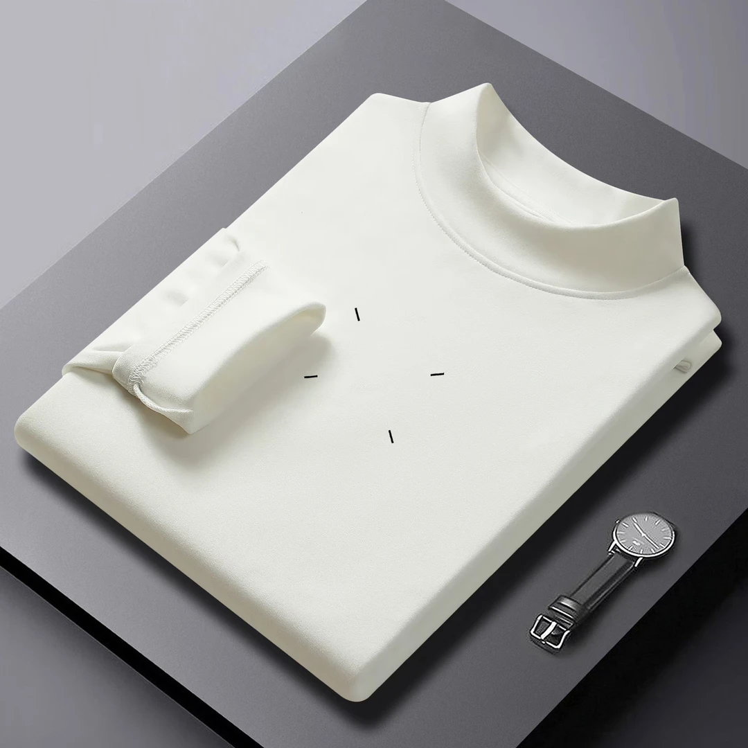 经典半高领修身百搭时尚长袖男士保温免烫易打理德绒T