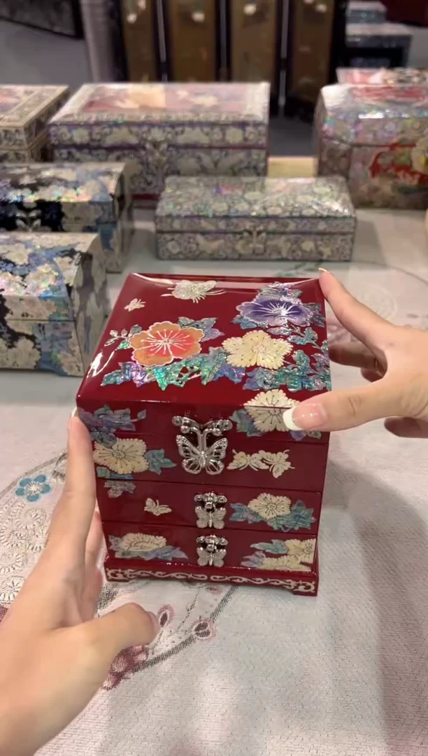 【闪购商品】蝶恋花三层柜式款·弘贝雅螺钿漆器