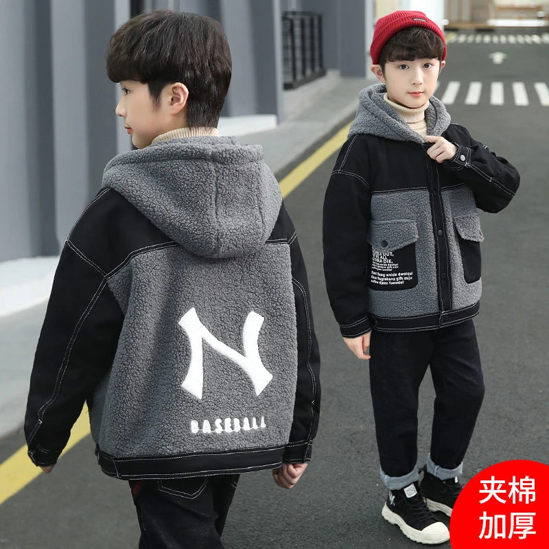木子童装男童秋冬外套新款加绒加厚中大童服韩版洋气帅气男孩袄潮