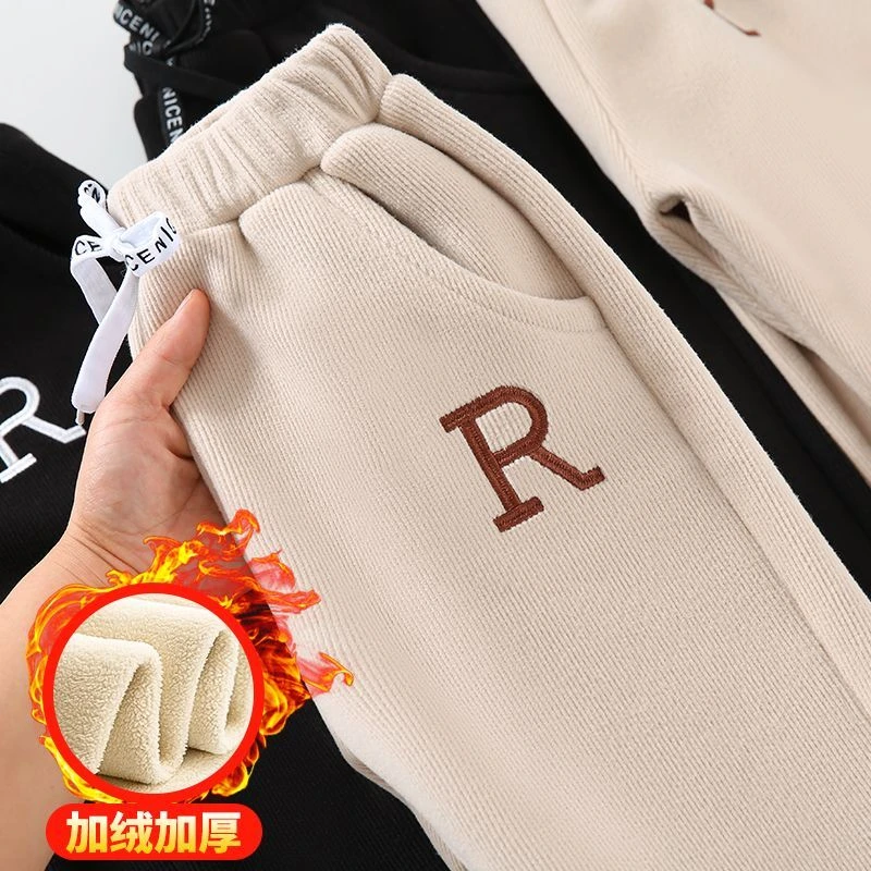 木子童装女童加绒裤子加厚保暖裤中大童外穿男童运动裤一体绒秋冬